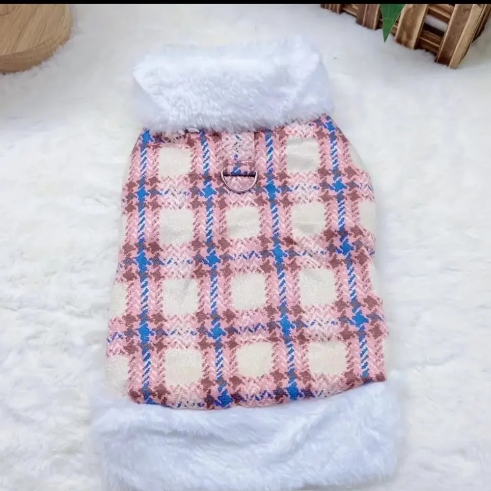 Plaid Dog Vest. Pink Plaid  Size Large